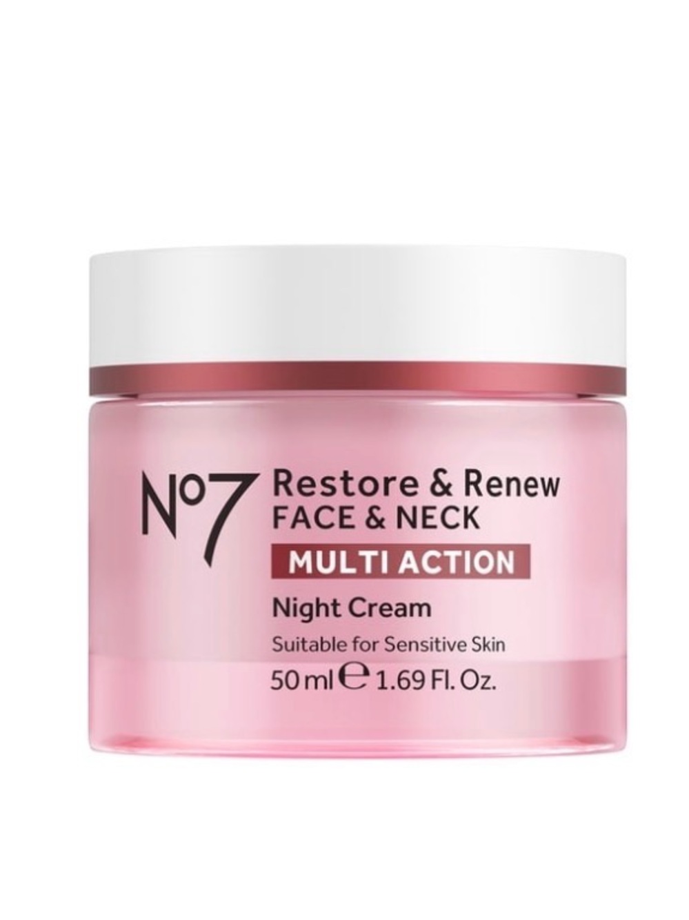 New No7 Restore & Renew Face & Neck Multi Action Night Cream 1.69 fl oz